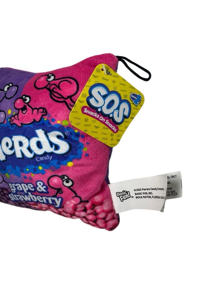Basic Fun Nerds Candy Plush Pillow 5"x 6" Pink Purple GRAPE STRAWBERRY NWT