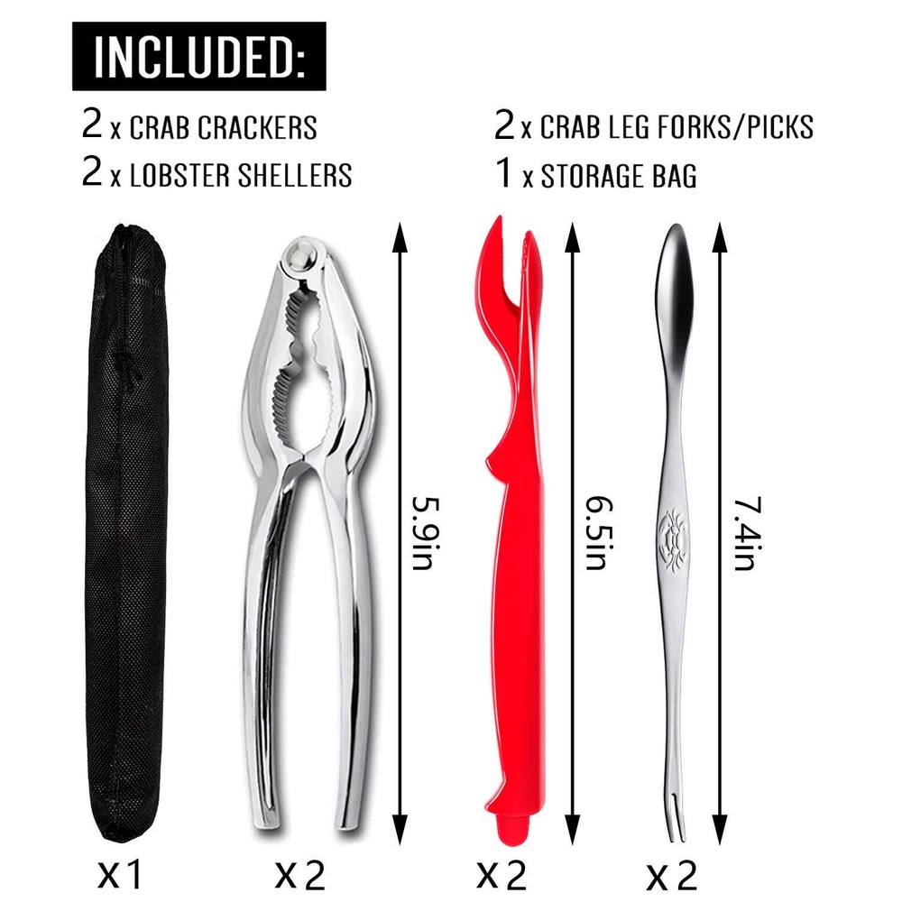 Crab Leg Crackers Tools 2-Set, Seafood Utensils Crackers, Forks, Cracker, 6-Pack