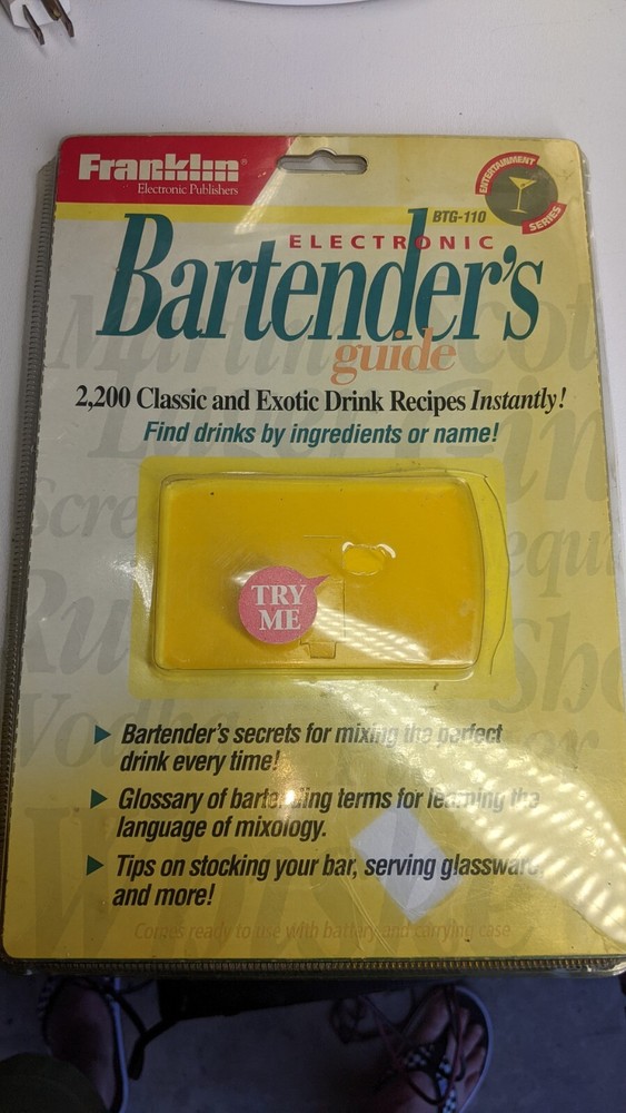 Franklin Electronic Handheld Bartender's Guide Model BTG-110 New- open box