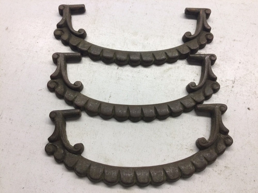 3 Heavy Cast Brass Victorian Drawer Pull Bails Only