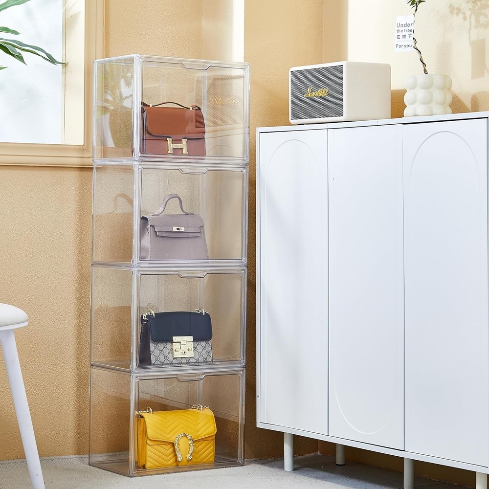 Clear Storage Bins with Lids, 5 Pack Acrylic Display Case 5-pack,