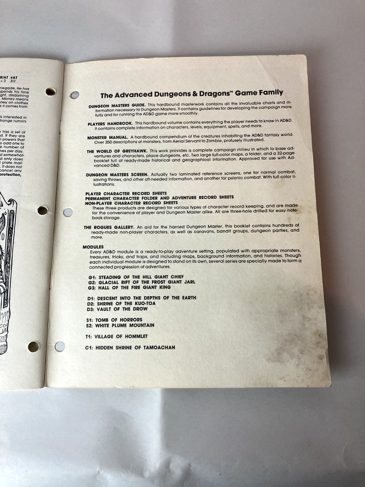 Advanced Dungeons & Dragons The Rogues Gallery - TSR 9031