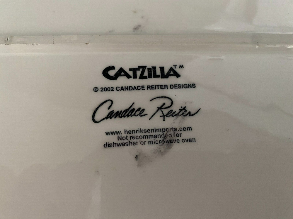 CATZILLA - CANDACE REITER DESIGNS - CERAMIC HALLOWEEN PLATTER - 2002