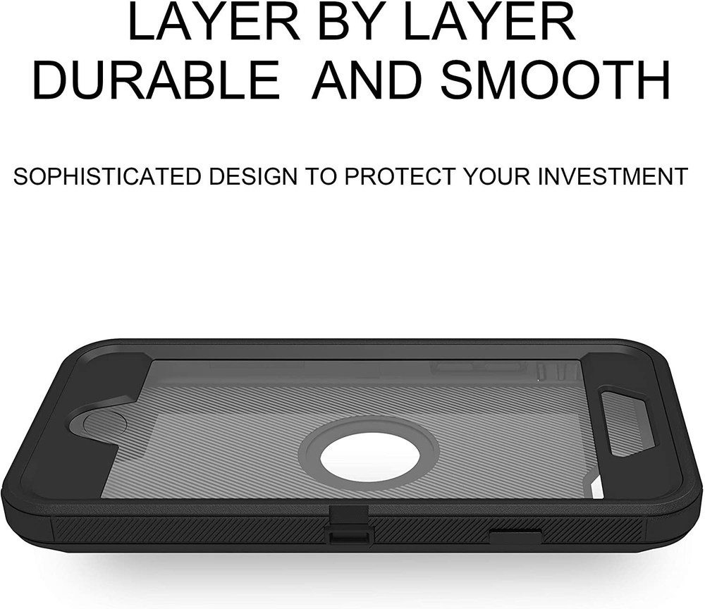 For iPhone SE 2nd 3rd Gen Shockproof Defender Case with Belt Clip & Screen Black