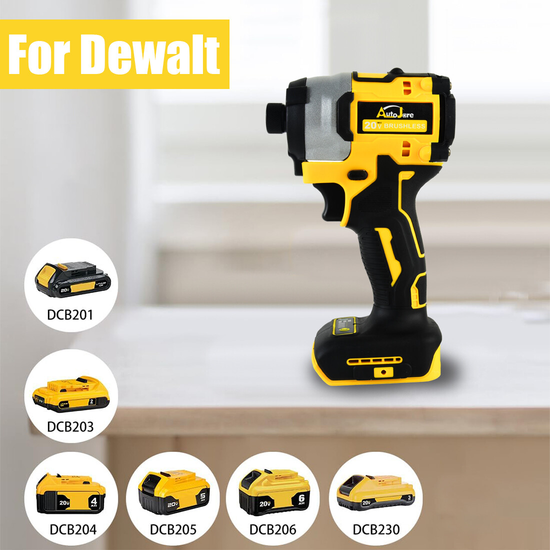 Brushless Cordless Impact Driver,for Dewalt 20V Max Battery,1/4" Compact,4 Speed