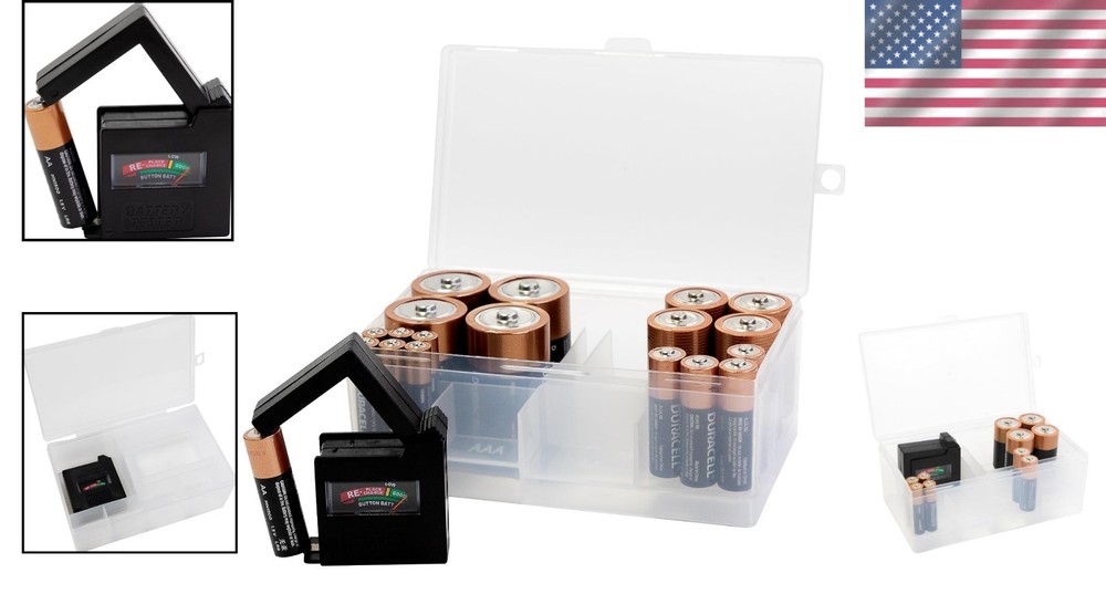 Durable Battery Storage Solution: Organizes 12 AAA, 12 AA, 6 C, 4 D with Tester