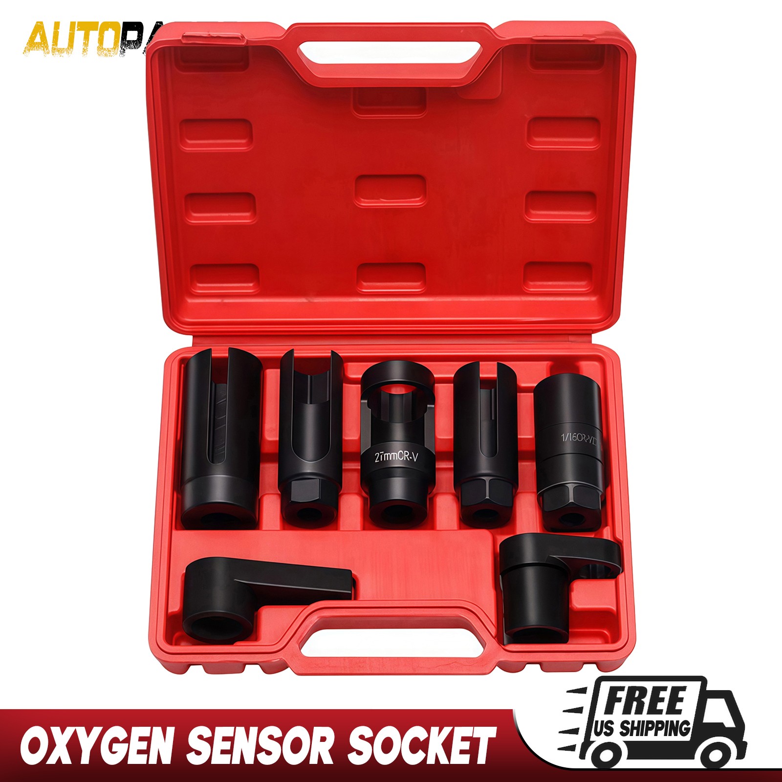 7pcs O2 Oxygen Sensor Socket Wrench Removal Tool 3/8" 1/2" Drive x 7/8" 22mm Set