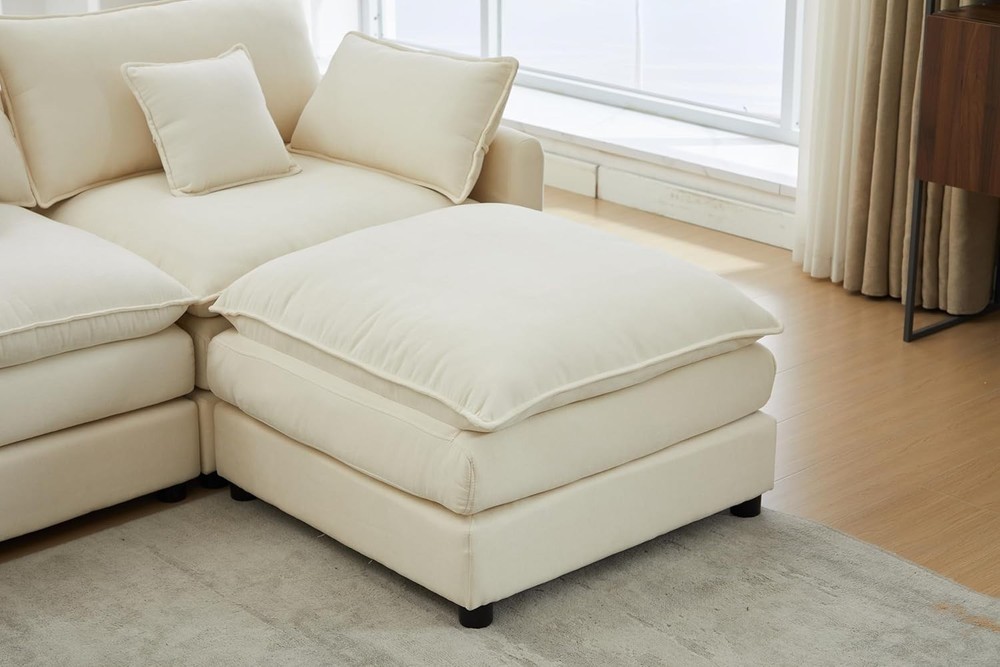 145" U Shaped Sectional Sofa Cloud Couch W/ Console USB Charging Port Cup Holder