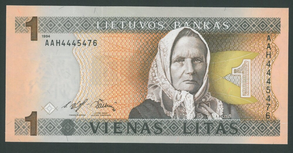 LITHUANIA 1 Litas (1994) P53a Litai banknote UNC