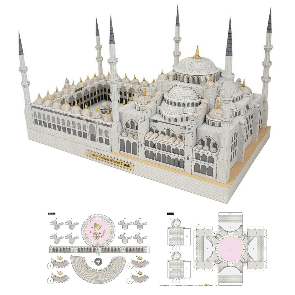 Blue Mosque Sudan 3D Paper Model Replacement Accessories Commponents Beautiful
