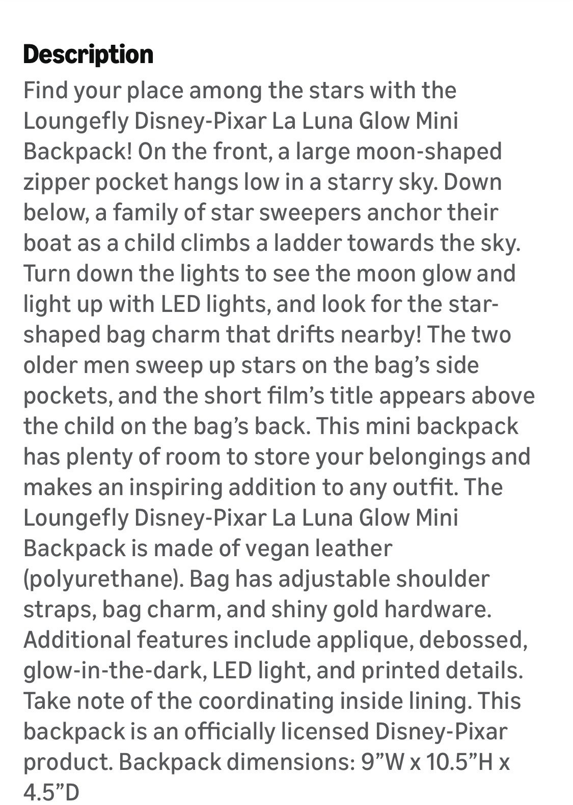 Loungefly Pixar Disney La Luna Moon Mini Backpack