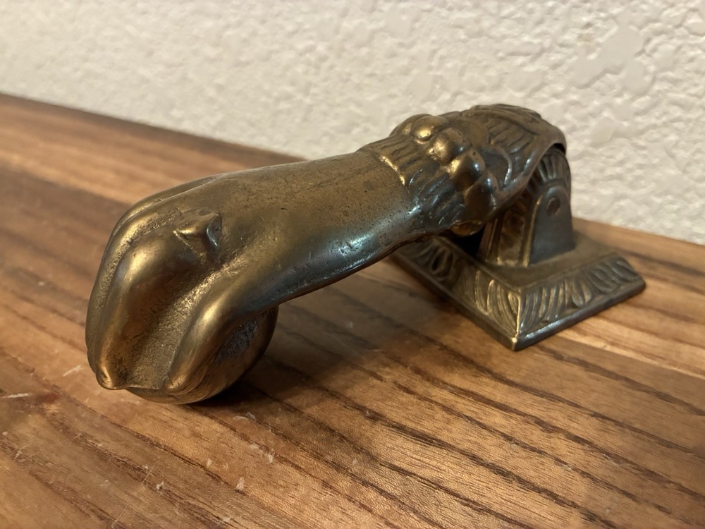 Hand Shape Brass Door Knocker with ring detail