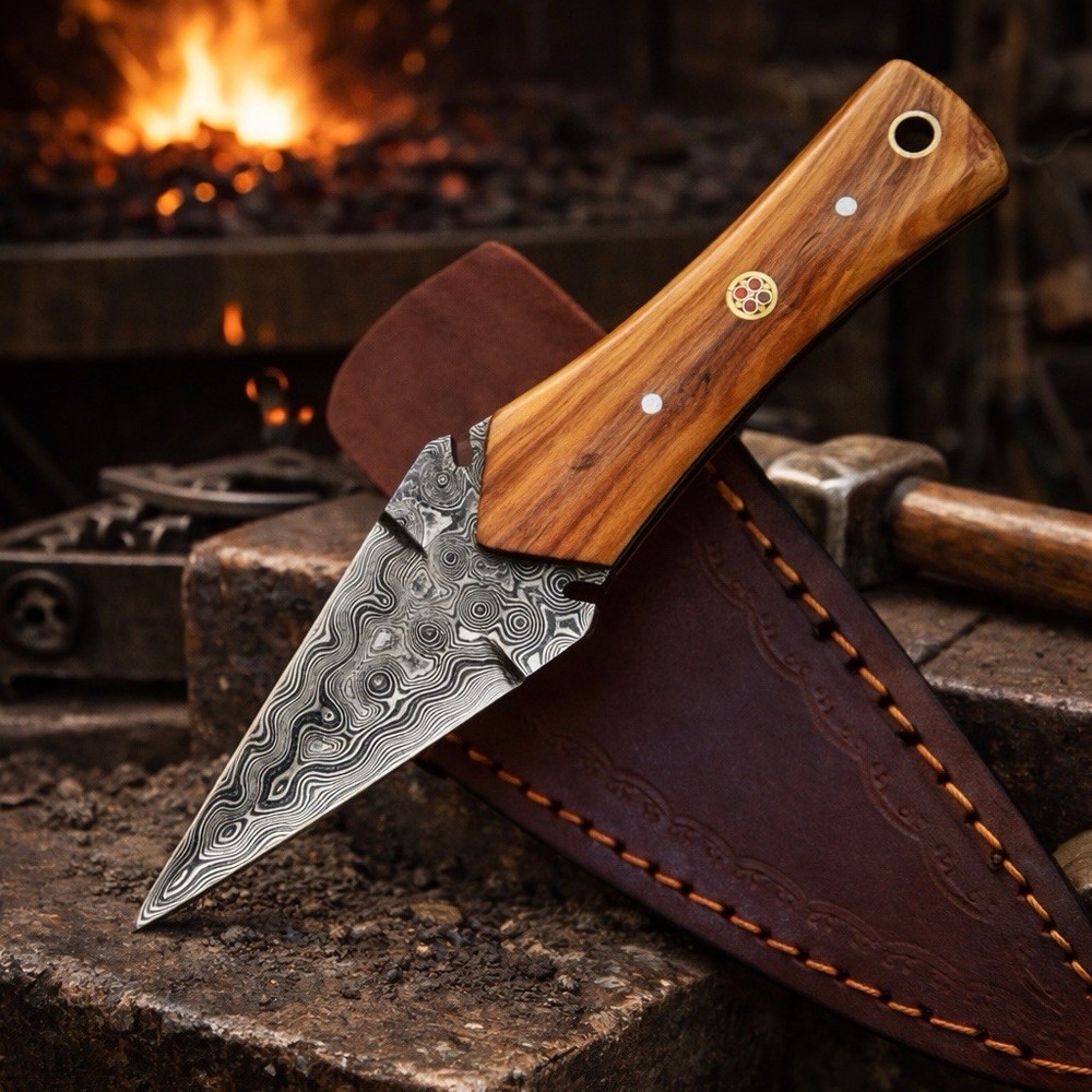 Fix Blade Double edge Dagger Damascus Blade Mini knife Boot Tactical With Sheath