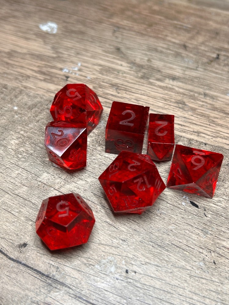 RAW* Dice: Ruby Red _ Resin-Cast Dice Set *See Description* Handmade, D&D