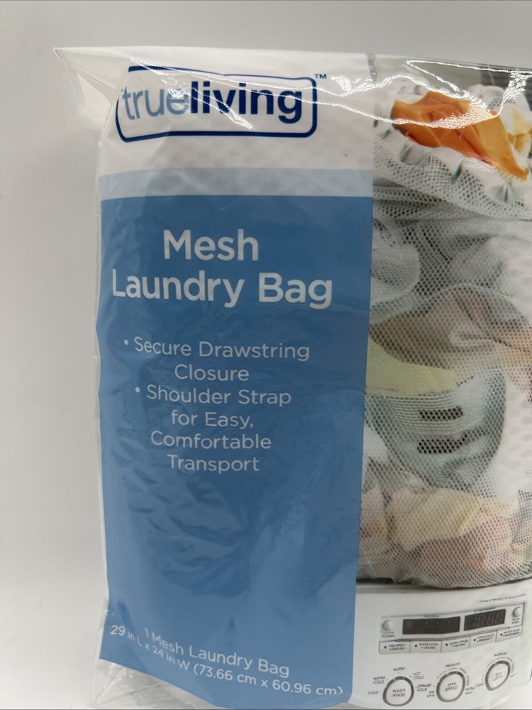 Mesh Laundry Bag Locking Drawstring Delicate Clothes 29x24 White 1 Pack