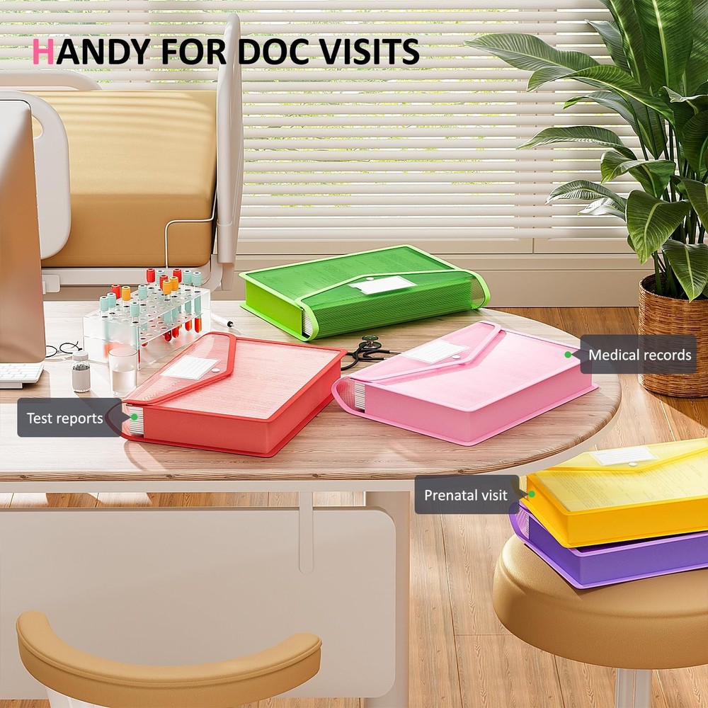 ThinkTex Plastic Expanding File Folders, Transparent Envelopes with Snap Clos...