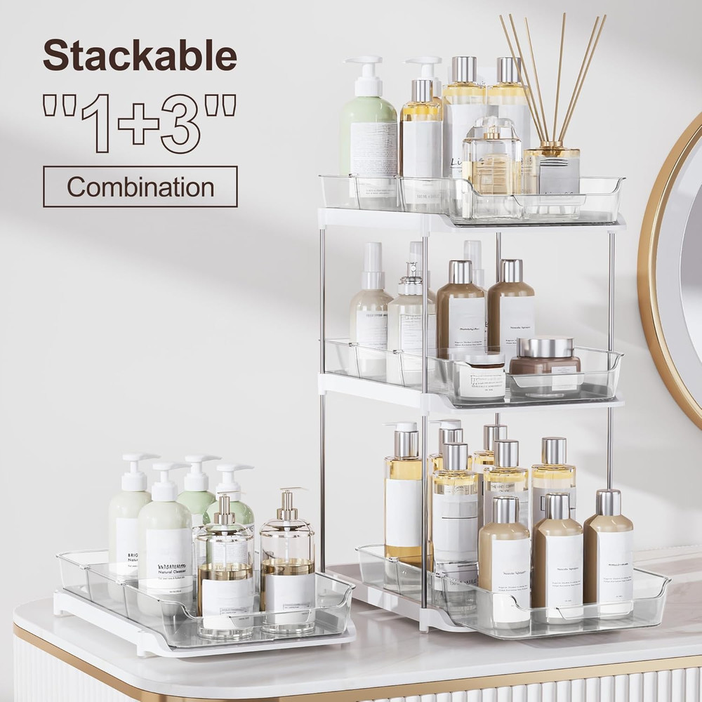2-Tier Multi-Purpose Bathroom under Sink Organizers and Storage, Stackable Kitch