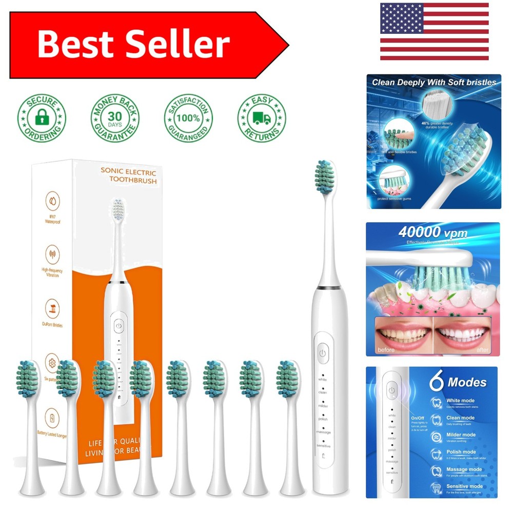 Ultimate Waterproof Sonic Toothbrush - 6 Modes, Smart Timer & Lightweight Design