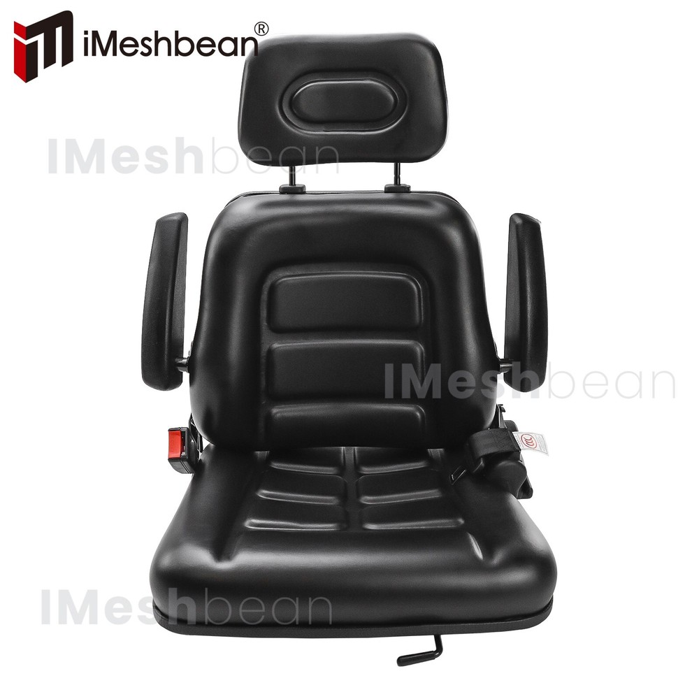 Tractor Forklift Seat Excavator Universal Adjustable Backrest Armrest Safty Belt