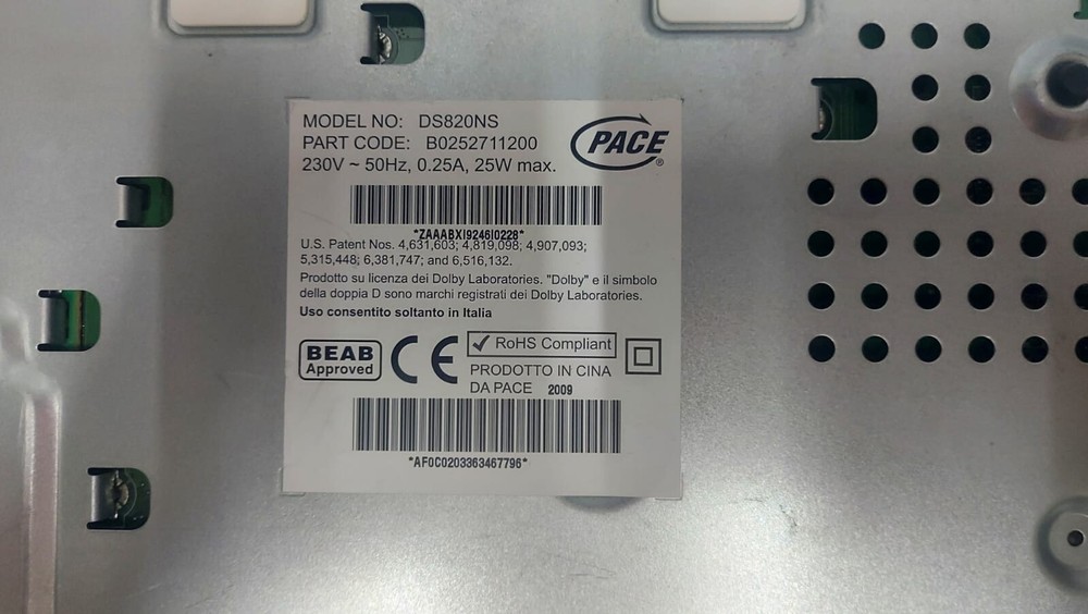 SKY PACE DS820NS DIGITAL SATELLITE DECODER USED