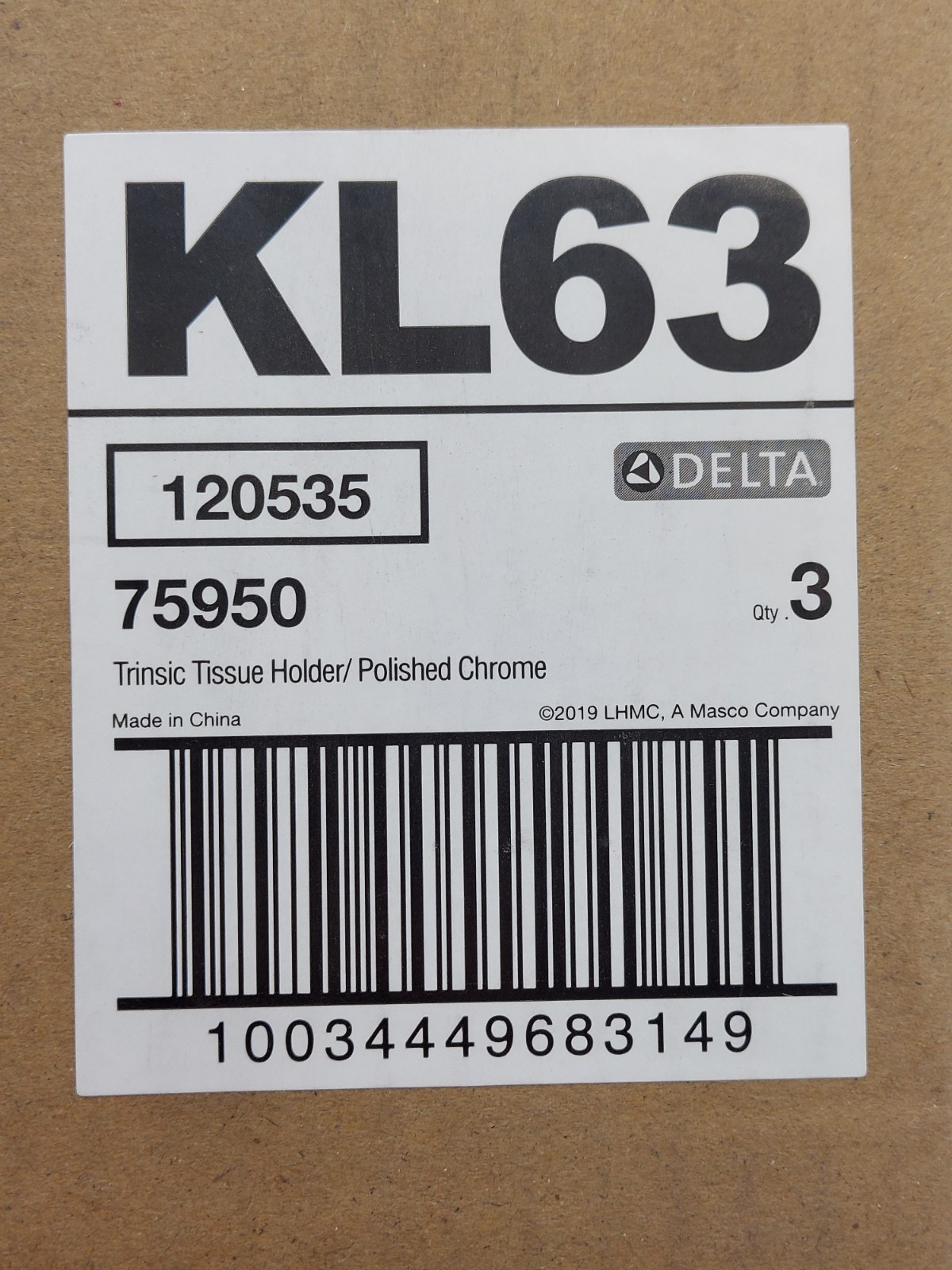 Delta Trinsic Single Post Toilet Paper Holder Polished Chrome 75950 **BOX of 3**