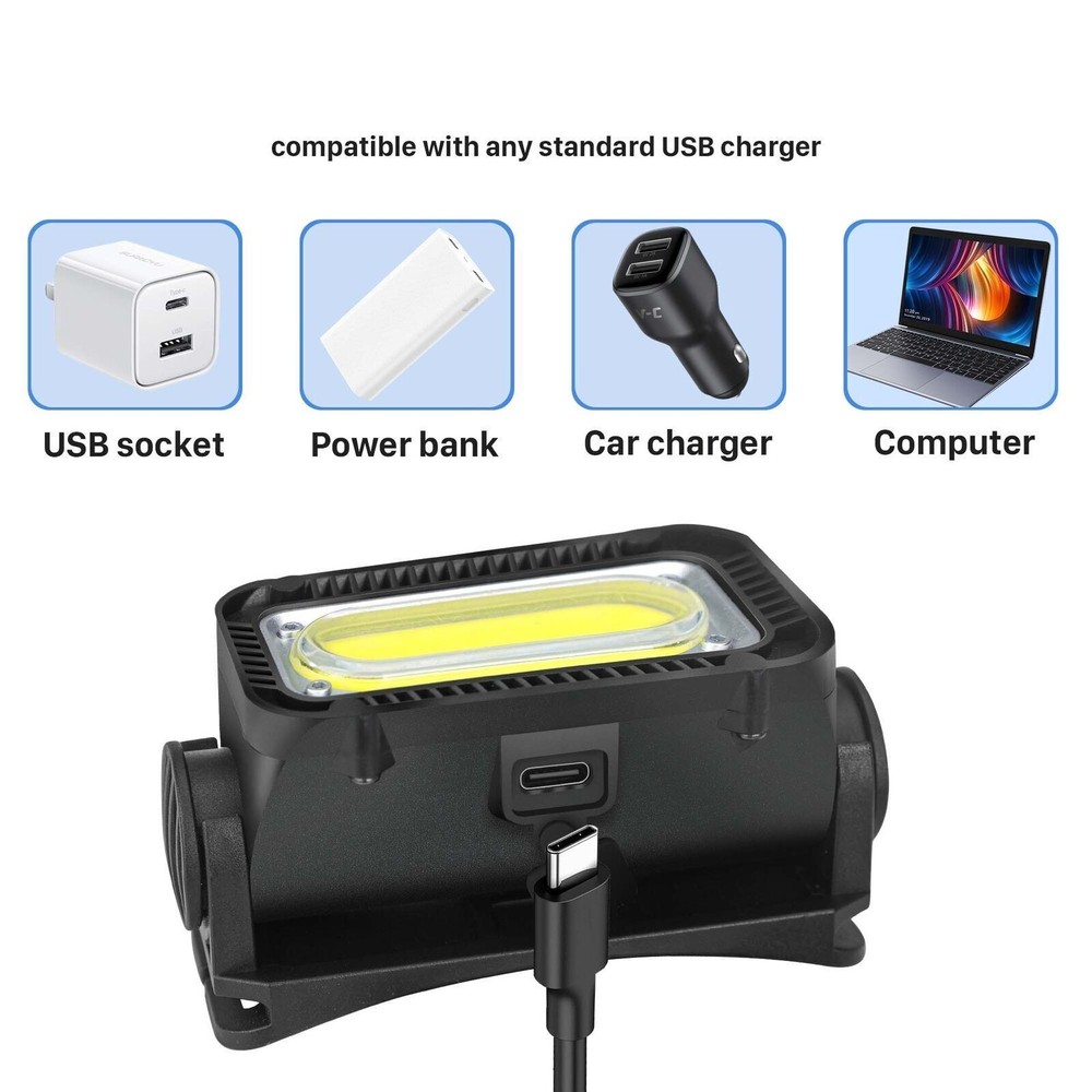 USB Rechargeable LED Headlamp Headlight Torch Flashlight With Charging Cable