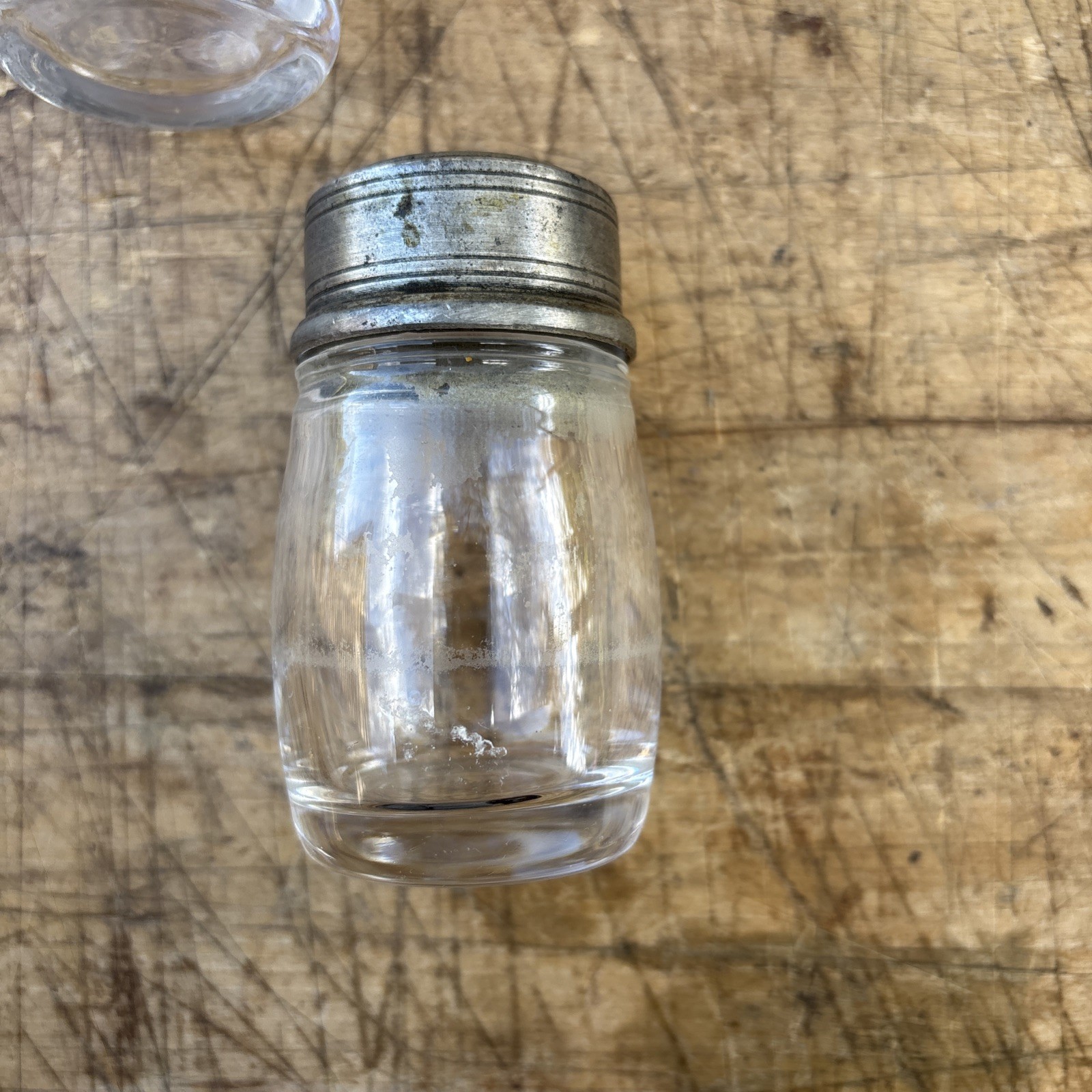 Antique Arte Italica Tavola SM Salt and Pepper with caddy Glass & 95% Pewter