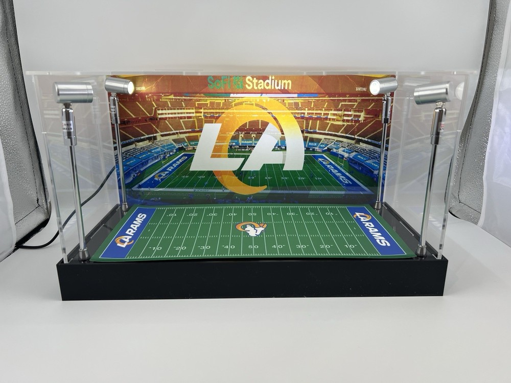 Los Angeles Rams Custom 2 Mini Helmet Display Case W/ LED Lights