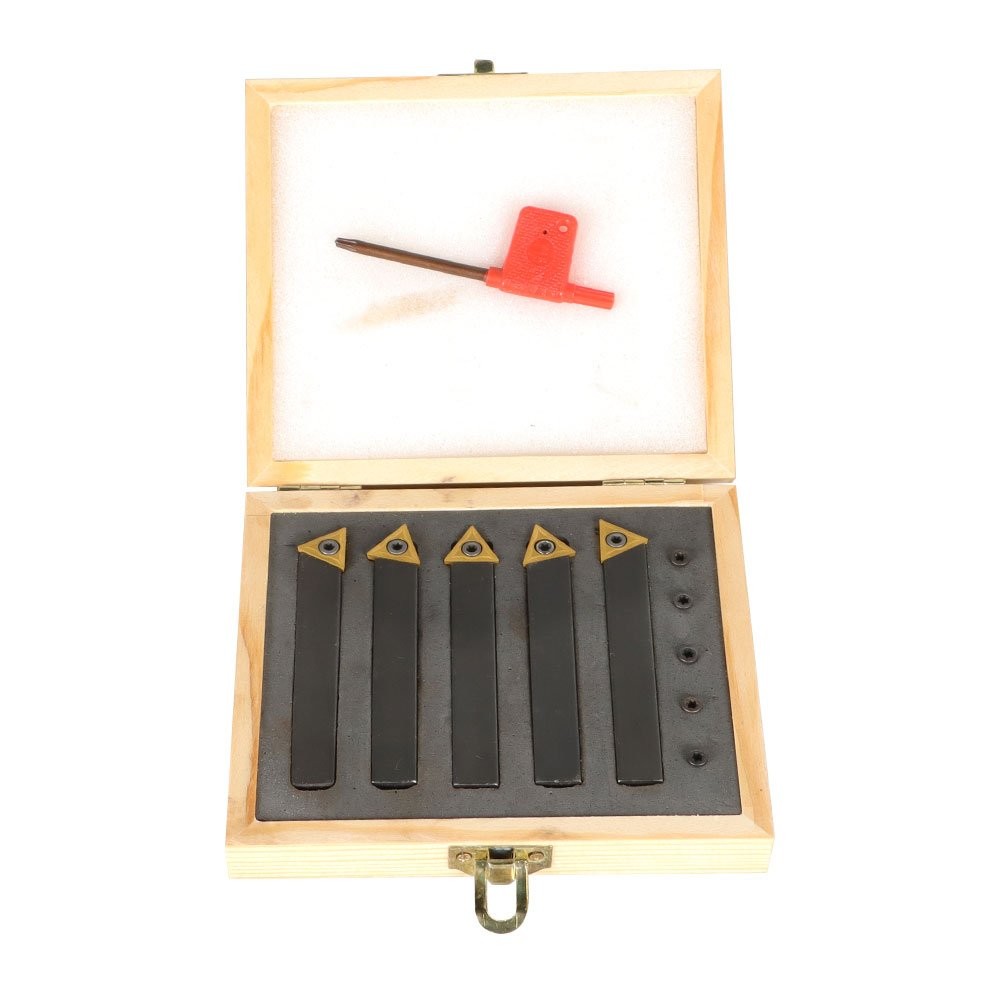 5 Pcs 1/2" Carbide Indexable Turning Tool Lathe Bit With Carbide Inserts Tool