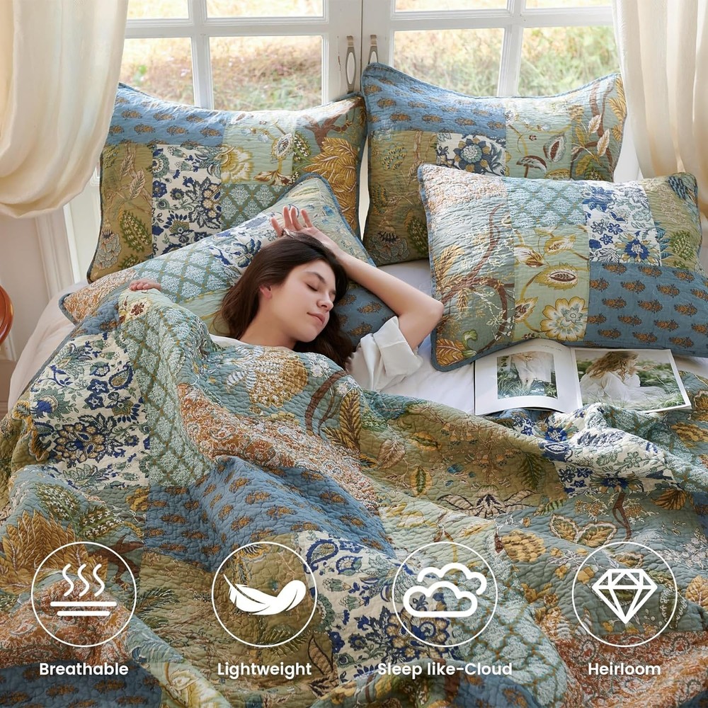 Secgo Queen Comforter Set Cotton Sage 90x98