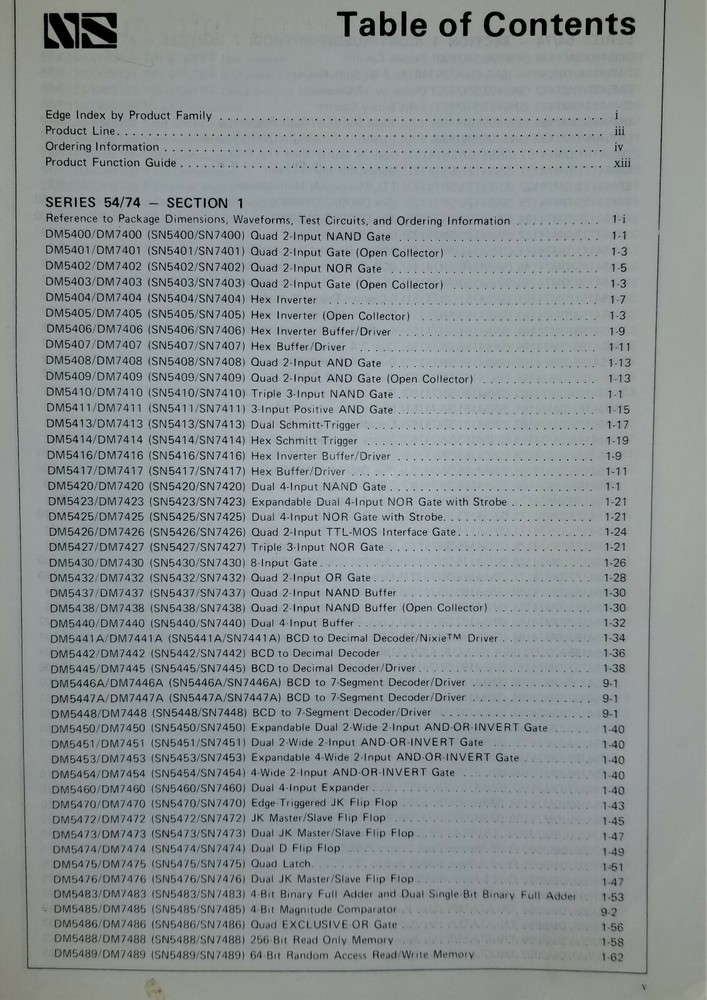 USED 1974 National Digital Integrated Circuits Databook