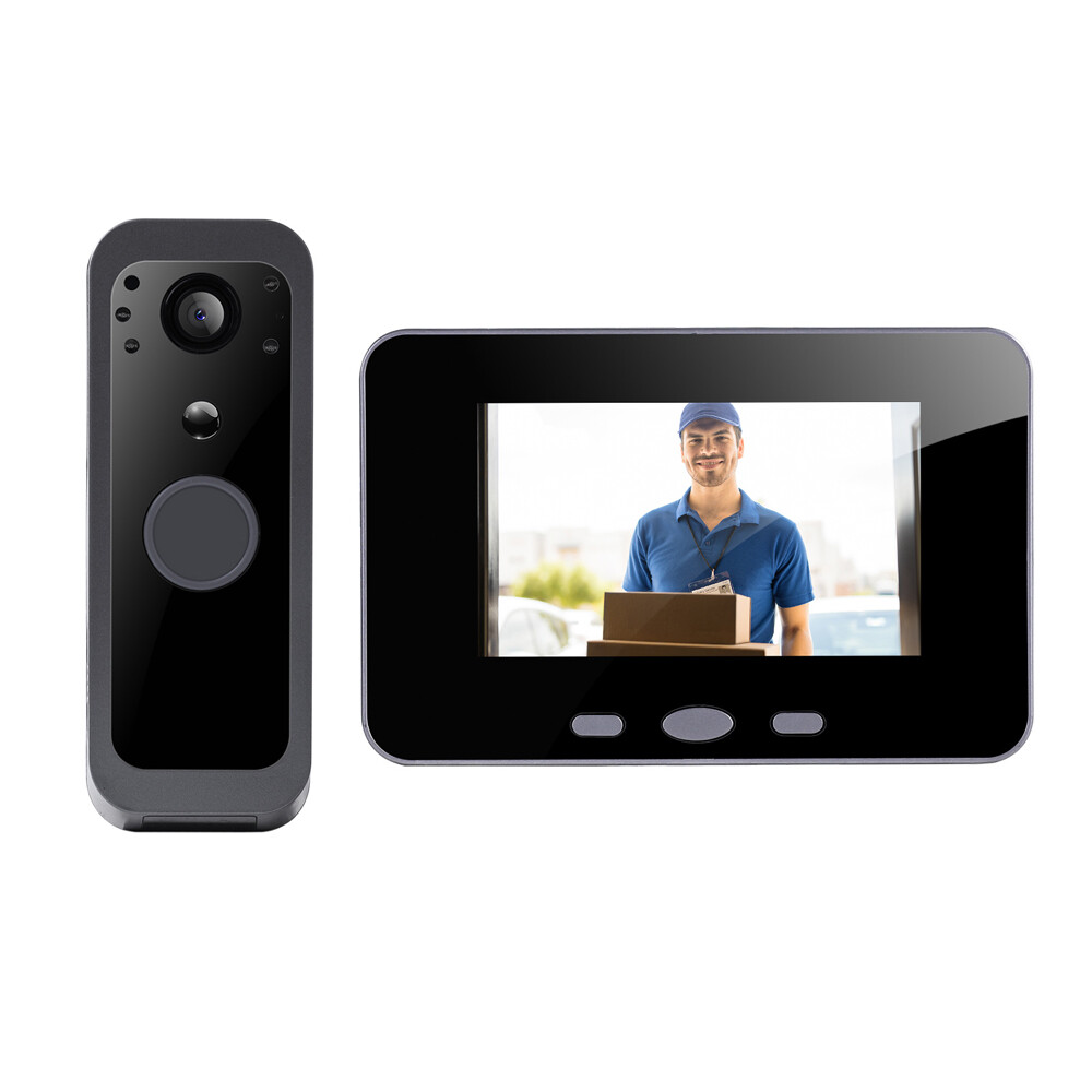 Intelligent Wireless Smart Visual Doorbell Camera 2 Way Intercom PIR 4in Display