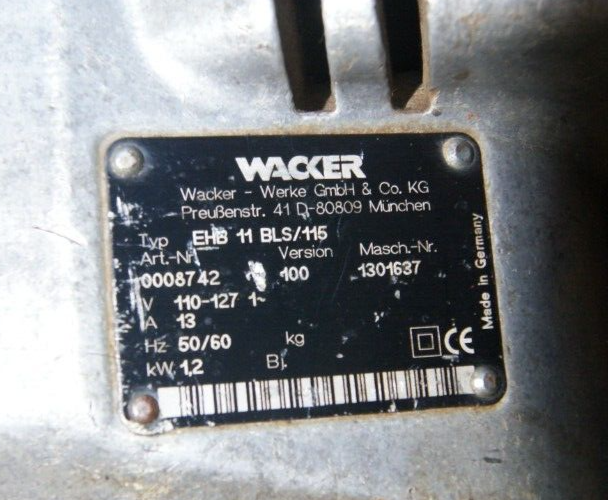 WACKER EHB11BLS/115 MAGIC DEMOLITION BREAKER HAMMER 7 SPEED VARIABLE GERMANY