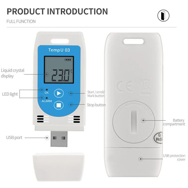 USB Temp & Humidity Data Logger Reusable RH TEMP Recorder Data Logger Humiture