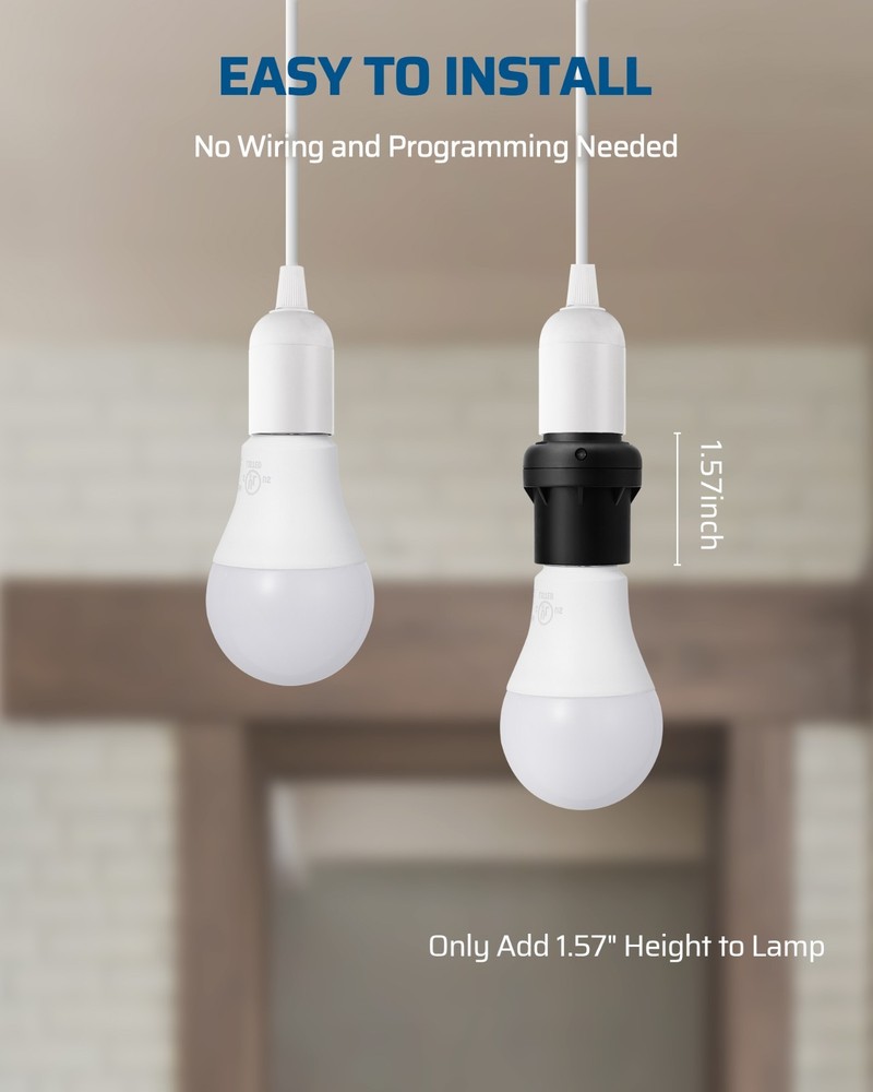 DEWENWILS Light Sensor Socket for Porch & Wall Lights, Auto On/Off, 2 Pack