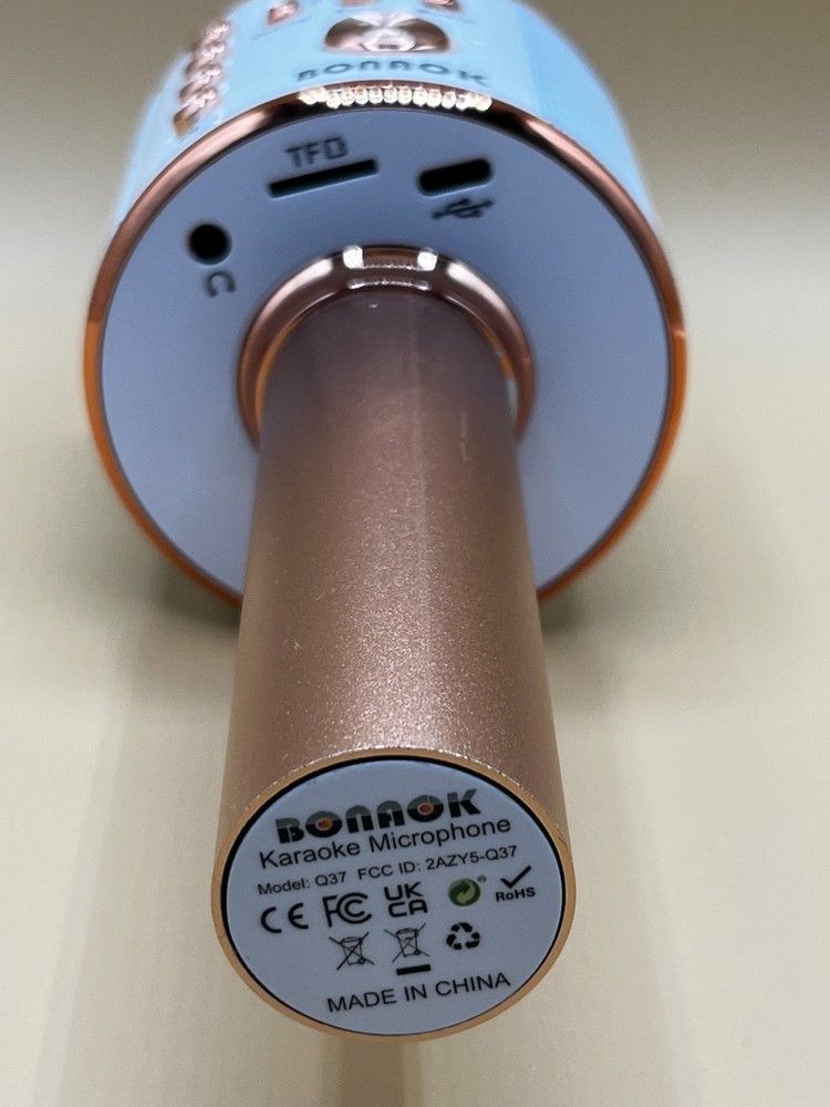 OPEN BOX Bonaok Portable Wireless Karaoke Microphone/Speaker Rose Gold *READ ALL