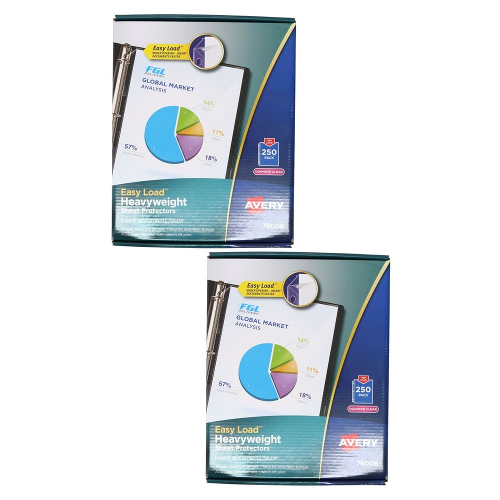 Avery 76006 Clear Sheet Protector Top Load Acid Free 500 Sheets Sealed Packages