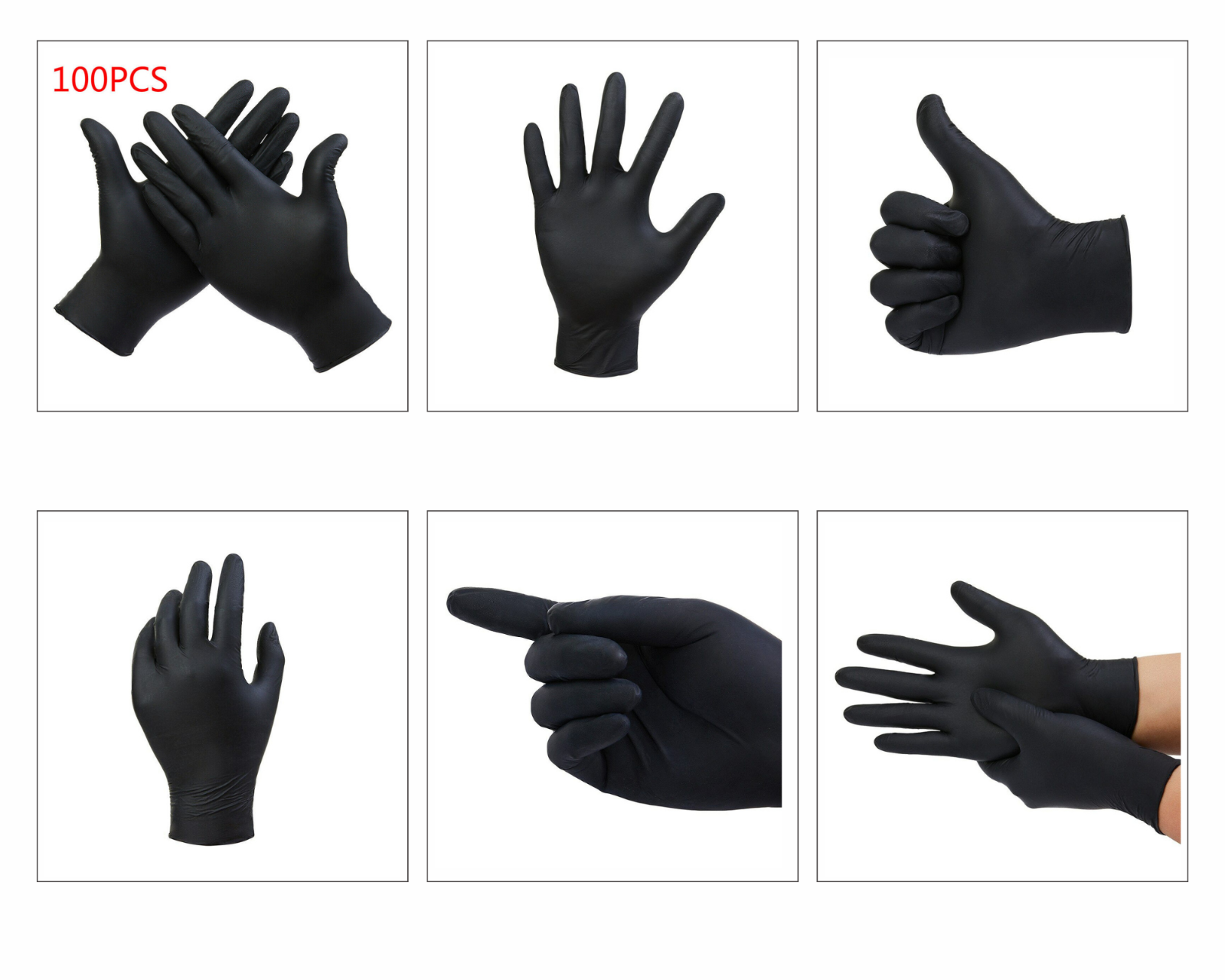 First Glove Black Nitrile Light Industrial Disposable Gloves 3 Mil, Latex Free