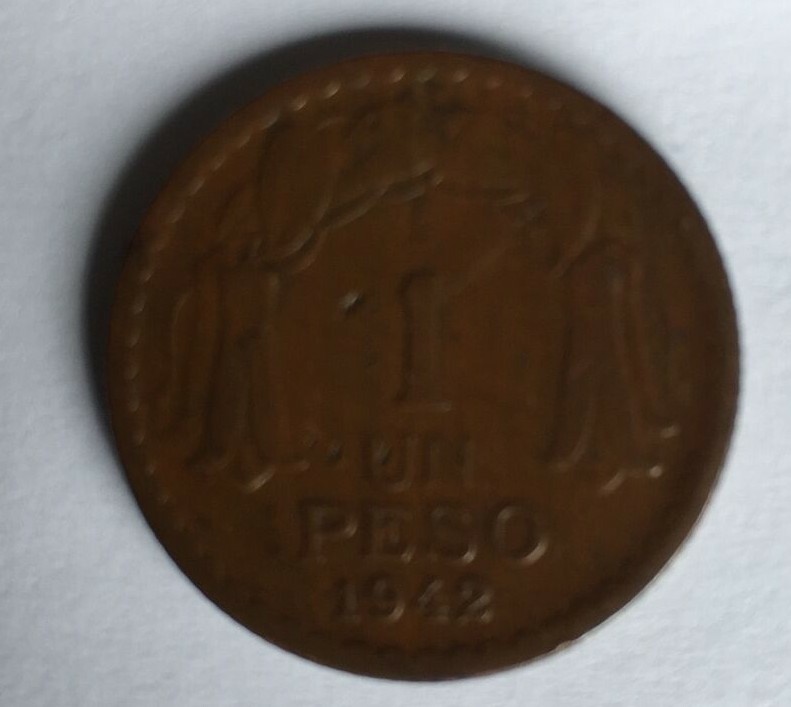 1942 Chile One 1 Peso Circulated