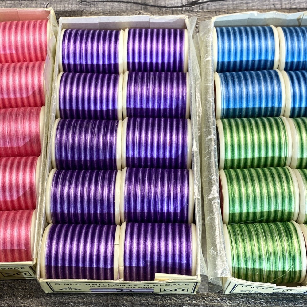DMC Machine Embroidery Thread 5 Boxes 48 Spool Multi Color Blend #48, 114, 52, 9