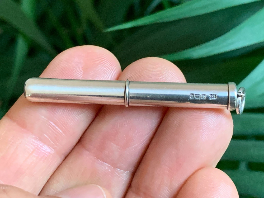 Solid Silver Mechanical Retractable Toothpick Hallmarked Birmingham England 1989