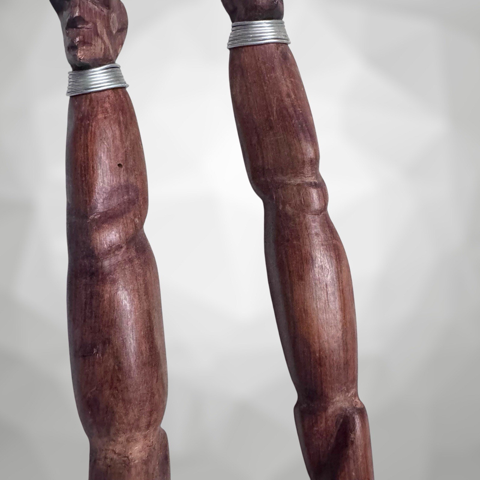 Vintage African Hand-Carved Wooden Large Spoon & Fork Set 14" Tribal Decor