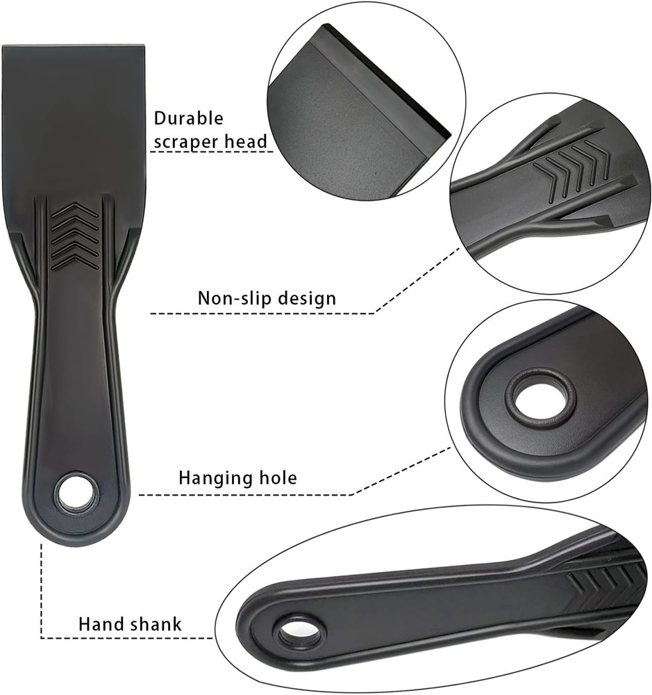 6 Pack Plastic Putty Knife Set, 2" Flexible Paint Scraper Tools for Spackling, D