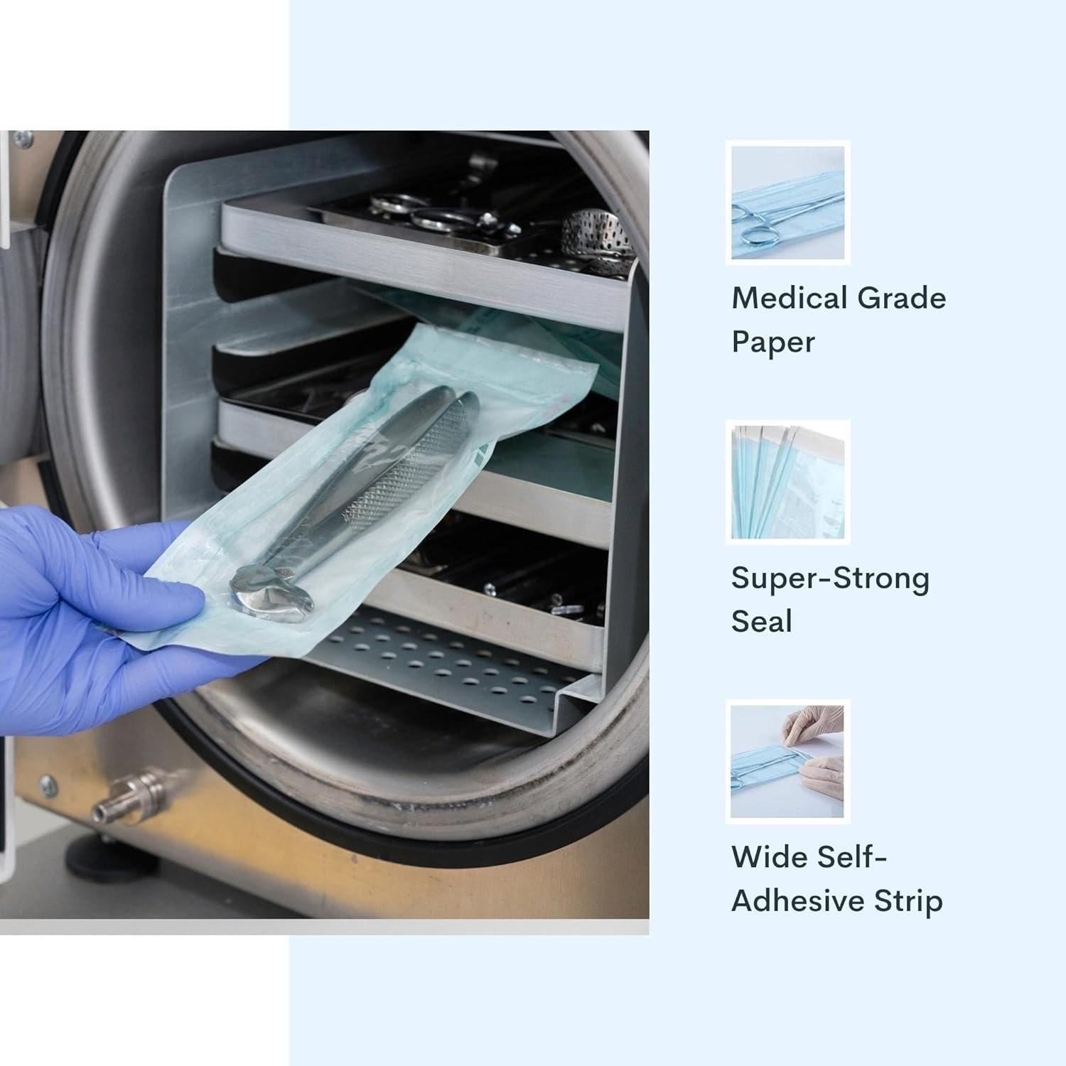 Sterilization Pouches- 3.5 " x 9 " Dental Medical Self Seal Pouch Bag 1000pcs