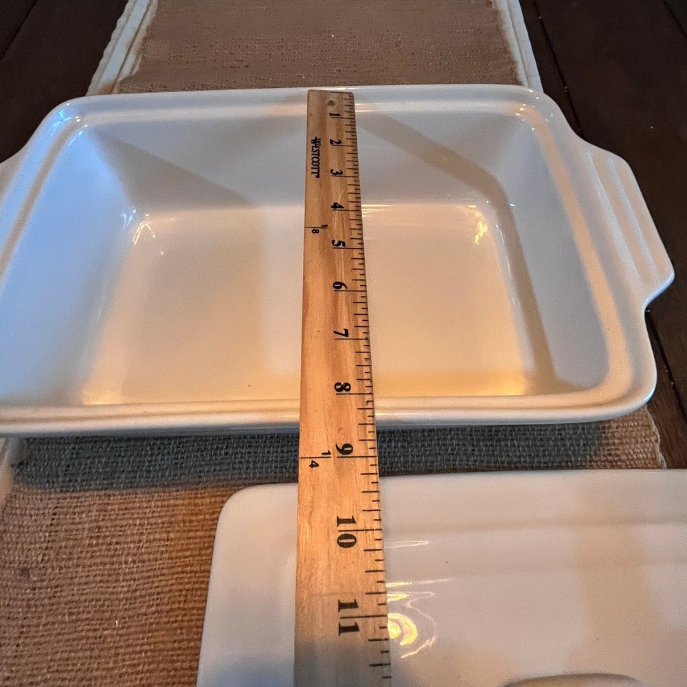 Malacasa Porcelain Casserole Dish with Lid Rectangular Baking Pan White
