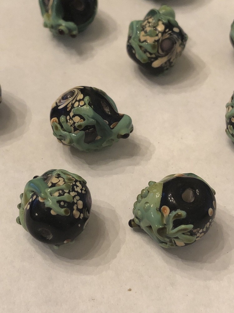 One (1) Each Lampwork Glass Frog Bead