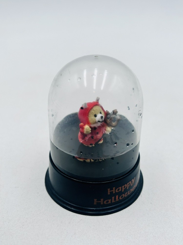Mini Happy Halloween Devil Bear Snow Globe Holding Pitchfork