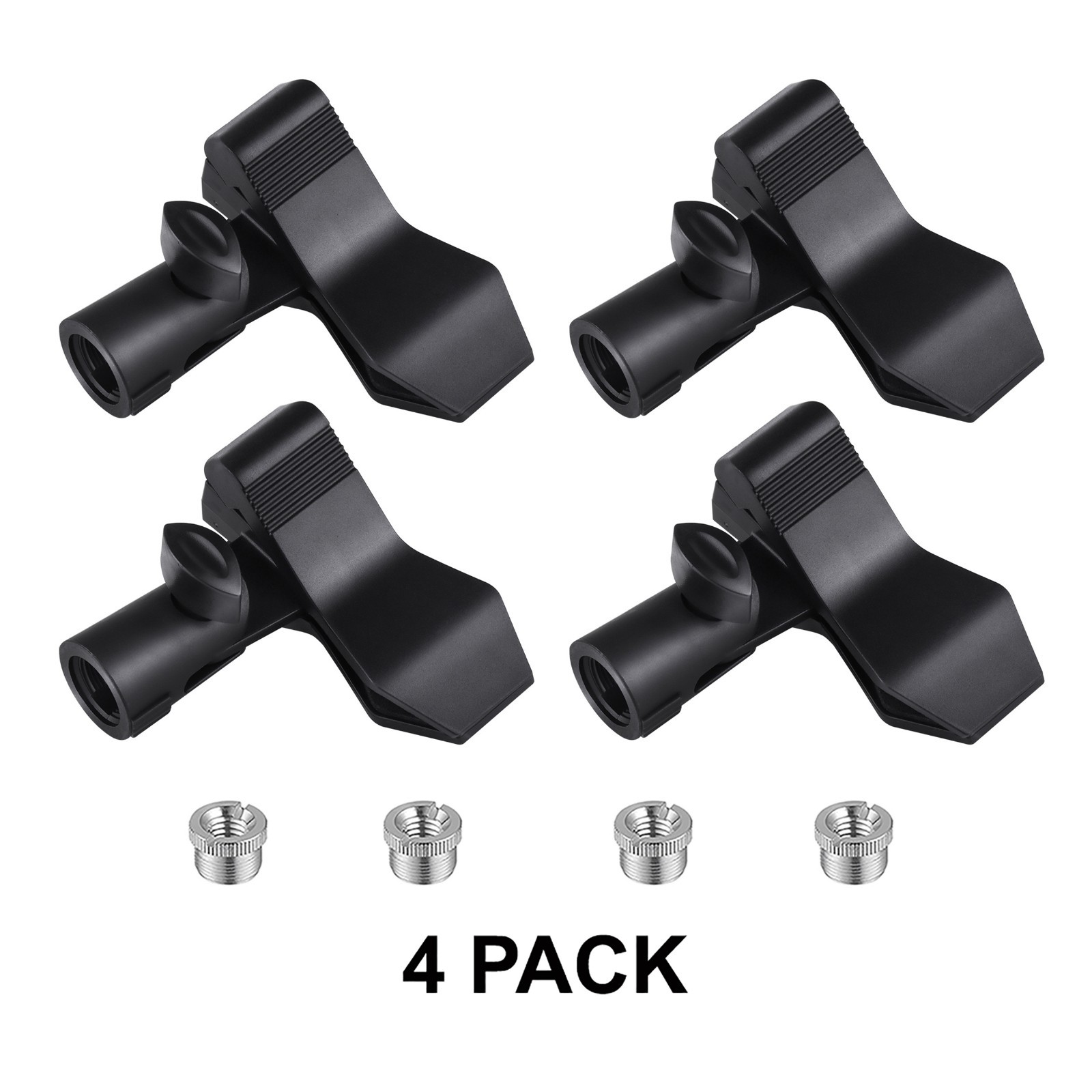 Rannsgeer ERC60 Universal Mic Clip Holder 4 Pack with 5/8" to 3/8" Metal Adapter