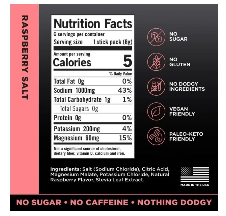 LMNT Zero Sugar Electrolyte Drink Mix - Raspberry - 6ct
