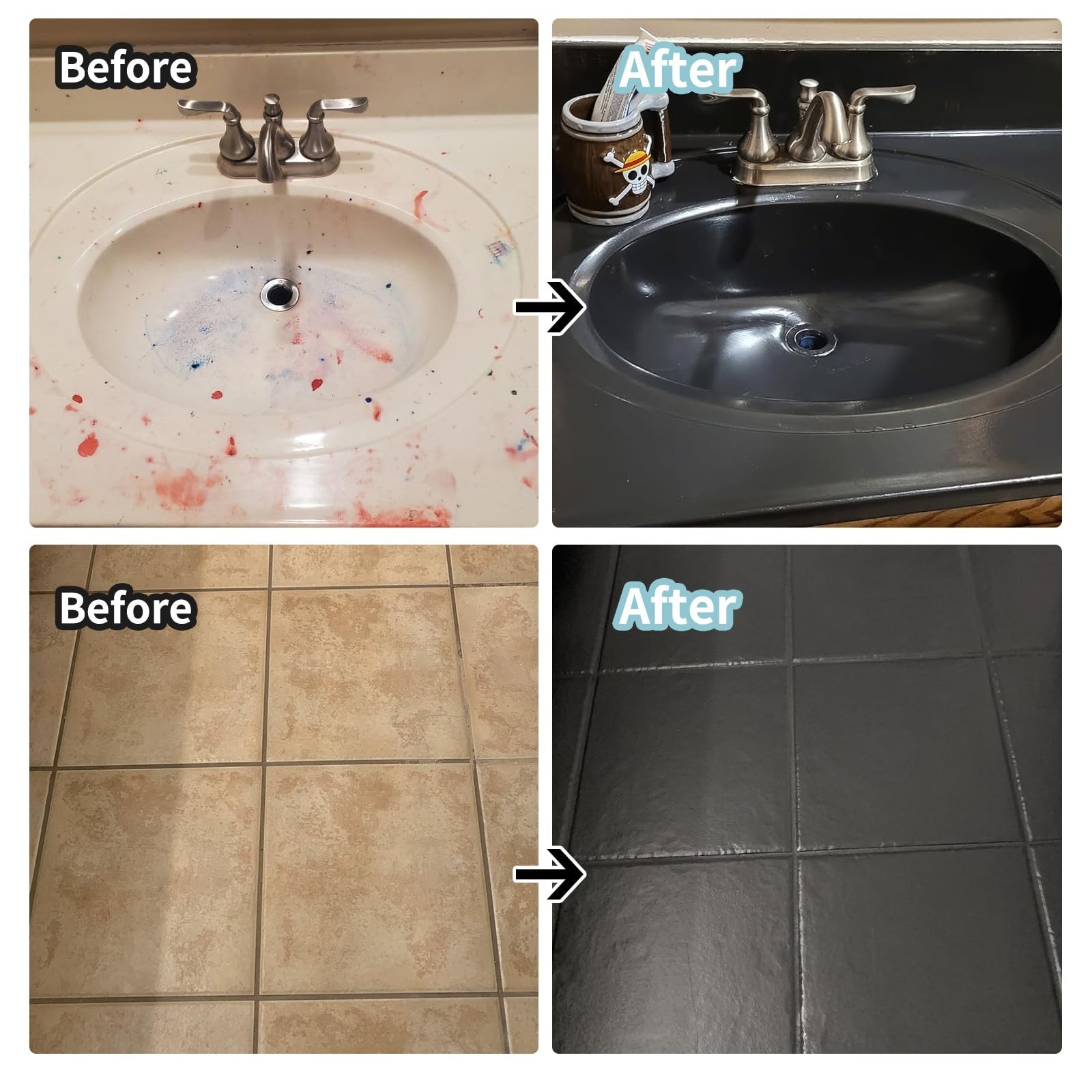 32Oz Black tub and tile Paint Refinishing Kit Bathtub Bathroom wall Paint Low Od